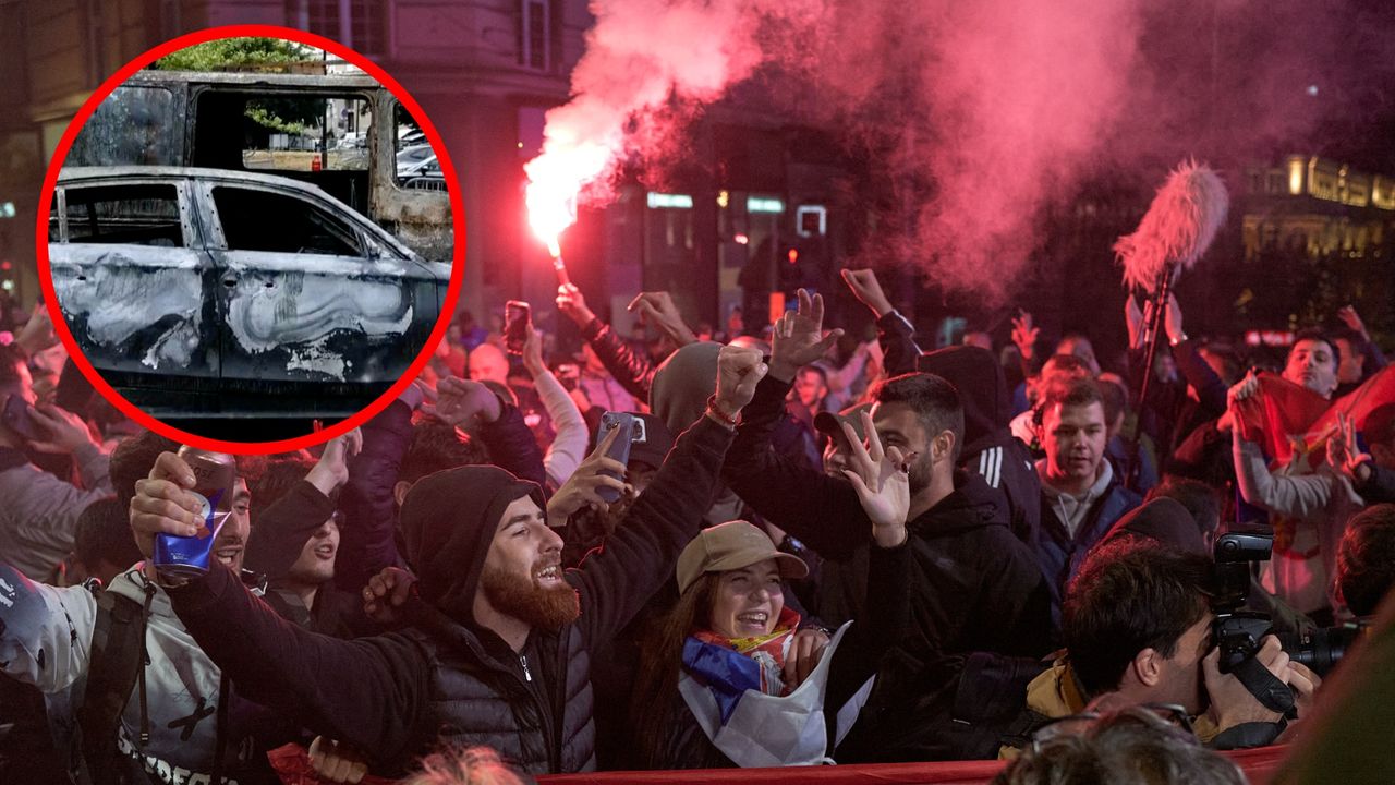 Tak wygląda Belgrad po nocnym świętowaniu. Podpalili samochody