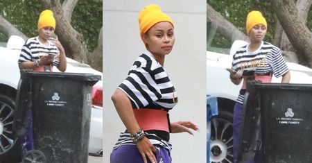 Blac Chyna w stylizacji modowego kloszarda ucina sobie pogawędkę nad śmietnikiem (ZDJĘCIA)