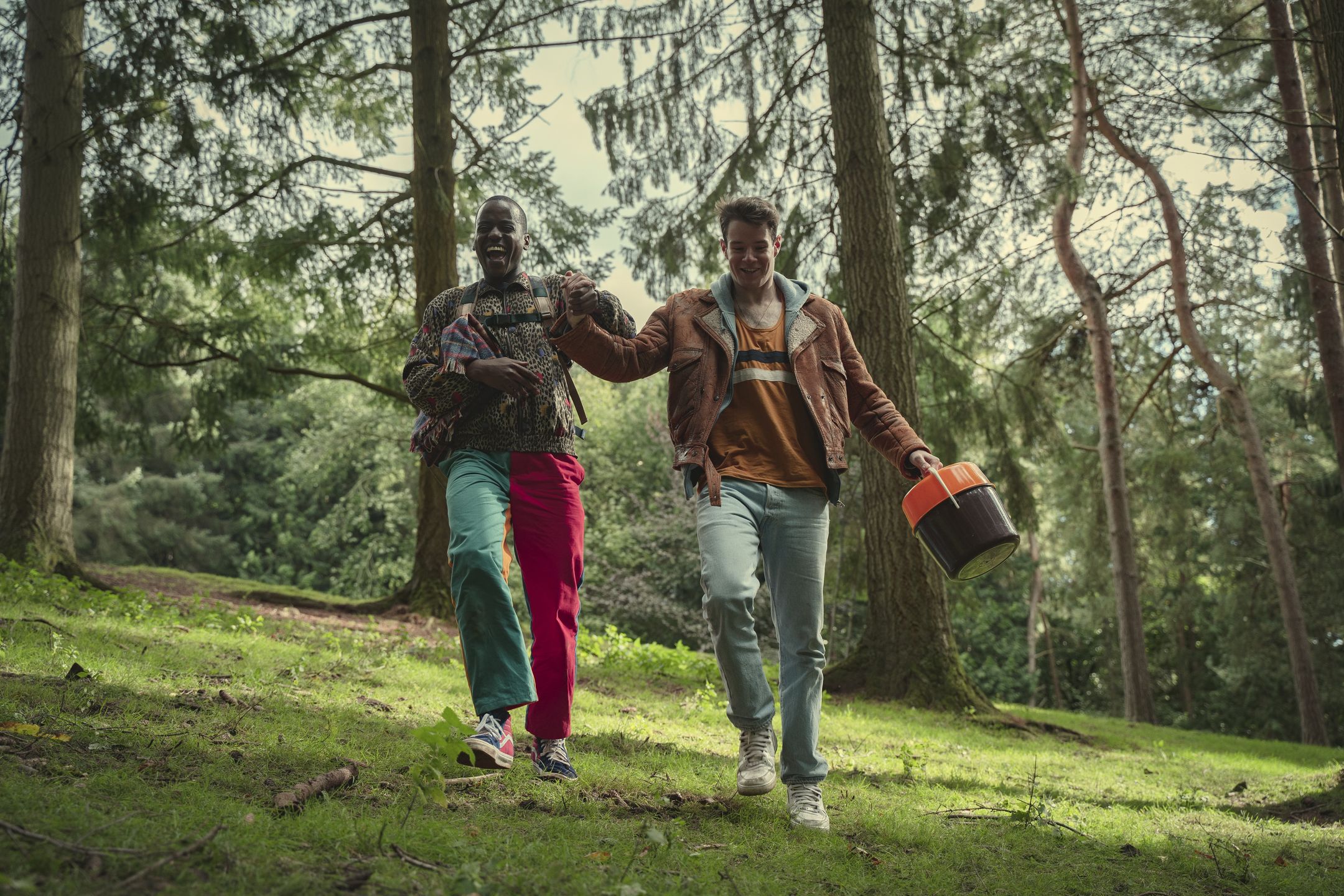 Sex Education Season 3.  Ncuti Gatwa as Eric Effiong, Connor Swindells as Adam Groff in Episode 2 of Sex Education Season 3. Cr. Sam Taylor/NETFLIX © 2020Sam Taylor/Netflix302