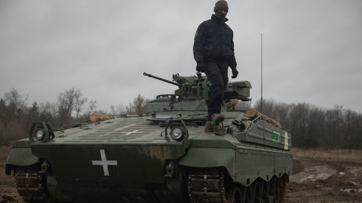 Marder 1A3 Infantry Fighting Vehicles In Donetsk Oblast
DONETSK OBLAST, UKRAINE - DECEMBER 7: A Ukrainian soldier stands on a Marder Infantry Fighting Vehicle (IFV) on December 7, 2023 in Donetsk Oblast, Ukraine. Ukraine received armored vehicles as part of international military assistance programs to help defend itself against the ongoing Russian invasion. (Photo by Roman Chop/Global Images Ukraine via Getty Images)
Global Images Ukraine