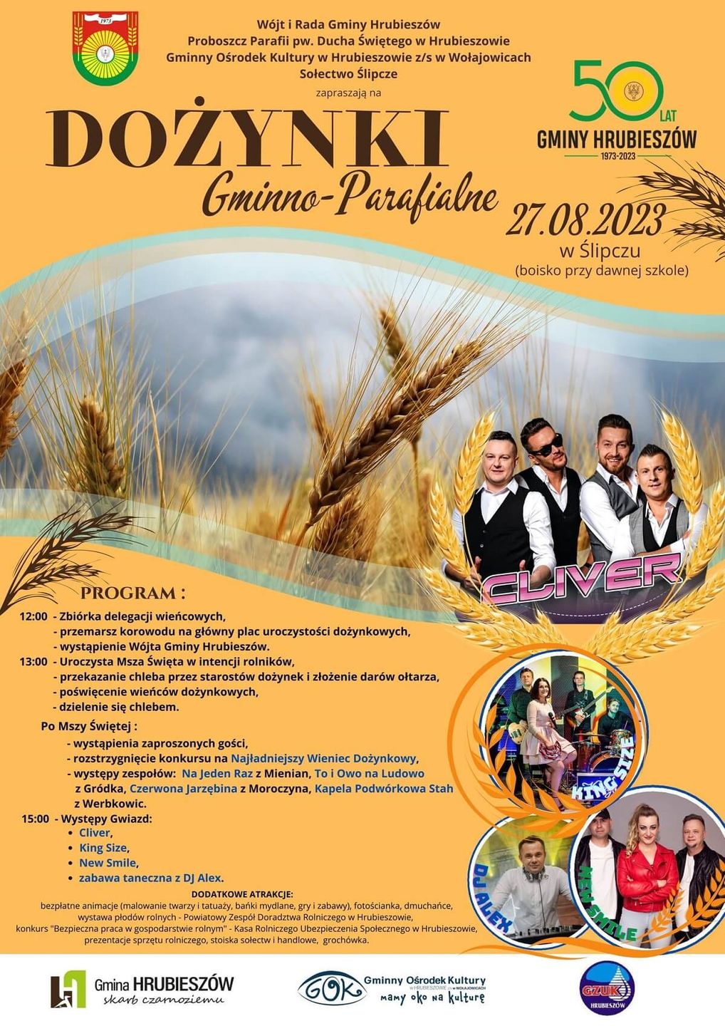 Dożynki w Ślipczu 2023 - plakat, program wydarzenia