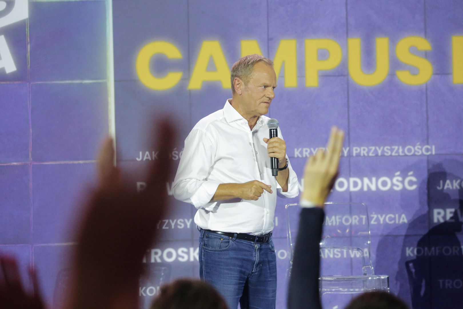 Donald Tusk wystąpił na Campusie Przyszłości w miasteczku
