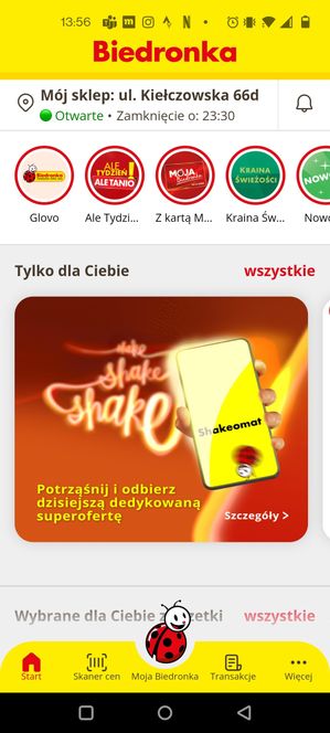 Biedronka: ekran główny aplikacji