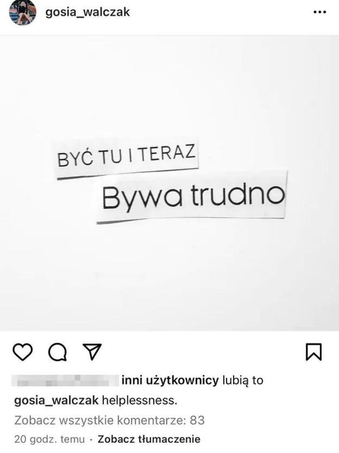 Post, który już zniknął z Instagrama Małgorzaty 