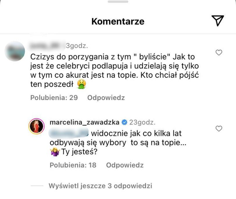 Marcelina Zawadzka broni pozowania przy urnach wyborczych