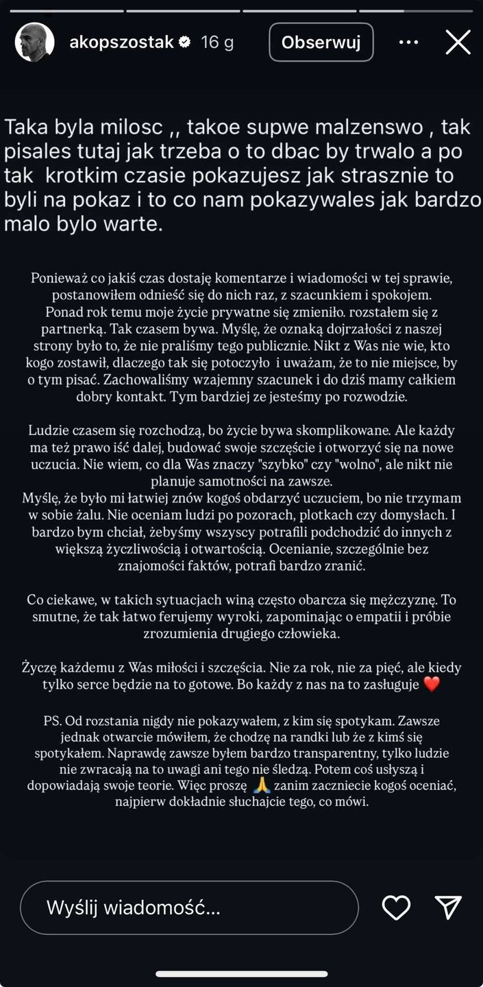 Akop Szostak wydał oświadczenie
