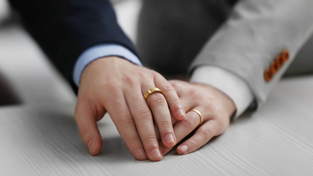 Two  homosexuals wearing wedding rings
affection, band, boyfriend, caucasian, celebration, ceremony, civil, closeup, commitment, couple, event, formal, gay, giving, gold, groom, hand, hands, happy, holding, homosexual, homosexuals, husband, jewelry, joining, joy, love, male, marriage, men, outdoors, partner, partnership, people, person, promise, ring, rings, romantic, suit, touching, tuxedo, two, union, wearing, wedding, affection, band, boyfriend, caucasian, celebration, ceremony, civil, closeup, commitment, couple, event, formal, gay, giving, gold, groom, hand, hands, happy, holding, homosexual, homosexuals, husband, jewelry, joining, joy, love, male, marriage, men, outdoors, partner, partnership, people, person, promise, ring, rings, romantic, suit, touching, tuxedo, two, union, wearing, wedding