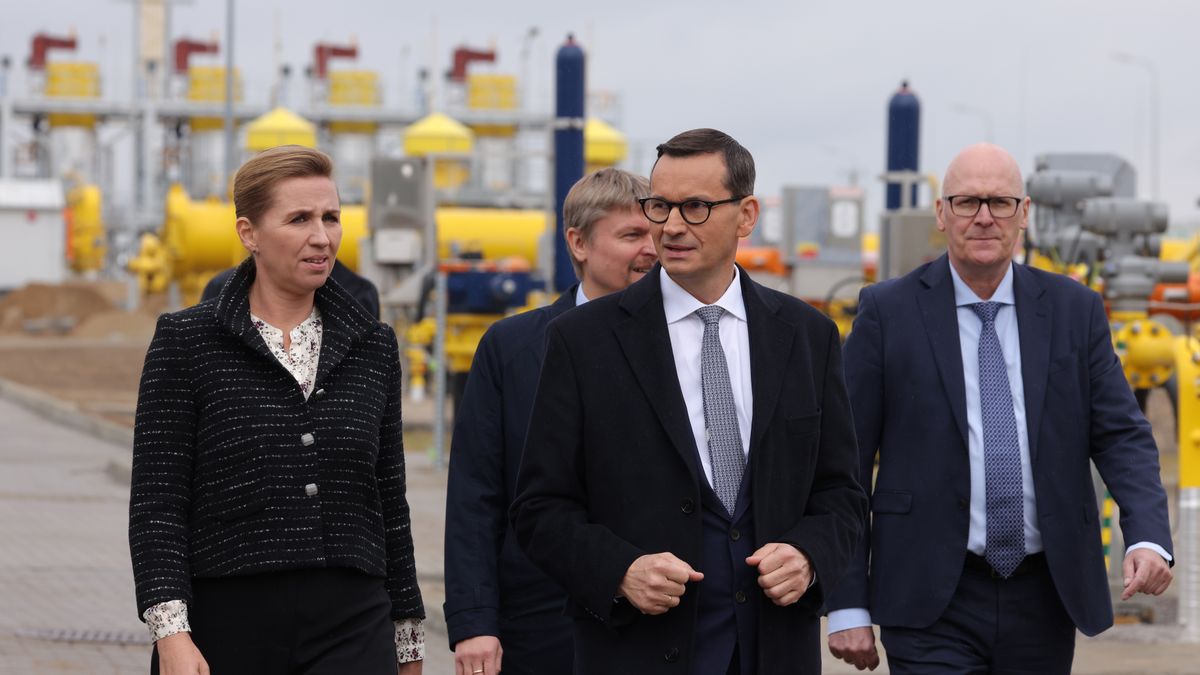 Baltic Pipe Pipeline Completion Event
GOLENIOW, POLAND - SEPTEMBER 27: Danish Prime Minister Mette Frederiksen and Polish Prime Minister Mateusz Morawiecki tour a compressor station of the new Baltic Pipe natural gas pipeline on the day of the pipeline's official opening on September 27, 2022 near Goleniow, Poland. The new pipeline connects Norwegian natural gas fields in the North Sea with Denmark and Poland. Countries across Europe are seeking to expand their natural gas supplies as they pivot away from imports of natural gas from Russia.  (Photo by Sean Gallup/Getty Images)
Sean Gallup
