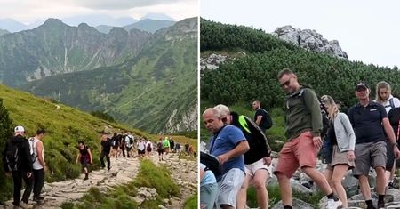 Tłumy turystów w Tatrach. Ogromne kolejki na szlakach
