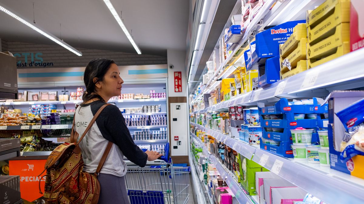 BARCELONA, SPAIN - 2022/10/08: A woman seen looking at the shelves of a refrigerator inside an Aldi supermarket while grocery shopping. Inflation in Spain and Europe reached a record high of 10% in 2022, mainly as a consequence of Russia's war in Ukraine, which directly affected prices of commodity products because of the increased costs of gas and oil, reducing the spending power of consumers in the Eurozone and globally. (Photo by Davide Bonaldo/SOPA Images/LightRocket via Getty Images)