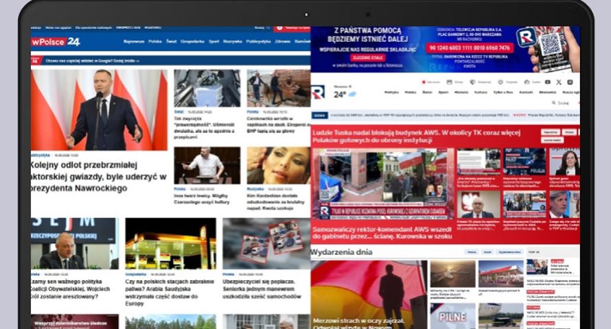W internecie wPolsce24 przed Republiką. Polsat News mocno w dół