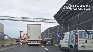 Zepsute auto ciężarowe blokuje lewy pas ruchu S8