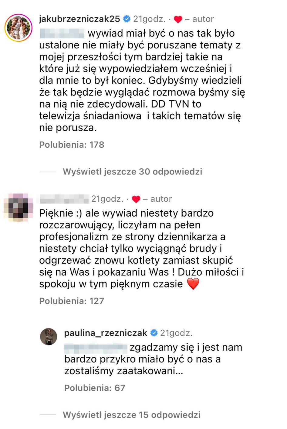 Komentarze na profilu Pauliny Rzeźniczak