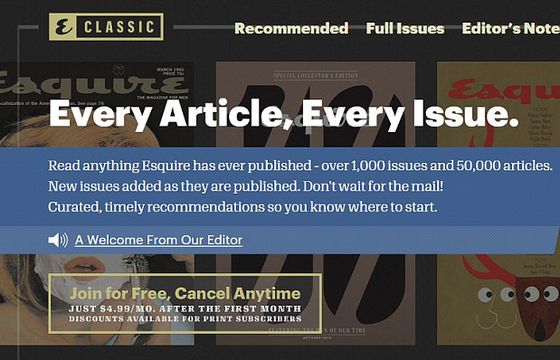 „Esquire” otwiera płatne archiwum, 50 tys. artykułów za 4,99 dol. miesięcznie