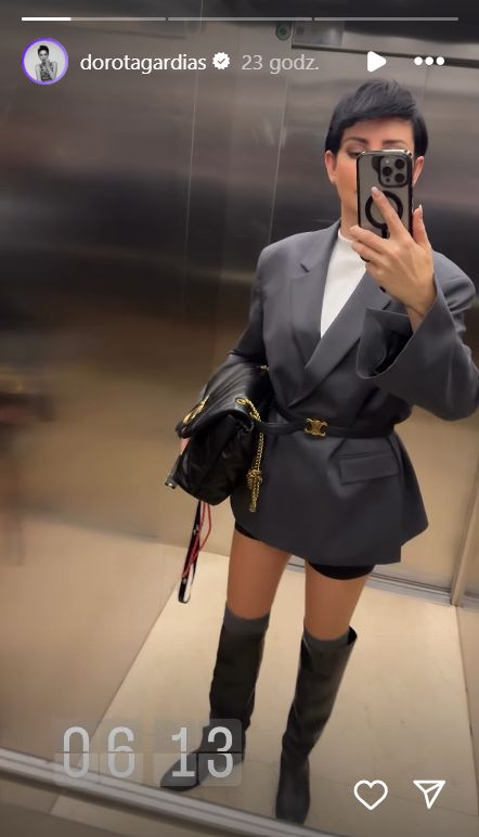 Dorota Gardias w jesiennej stylizacji z marynarką i kozakami