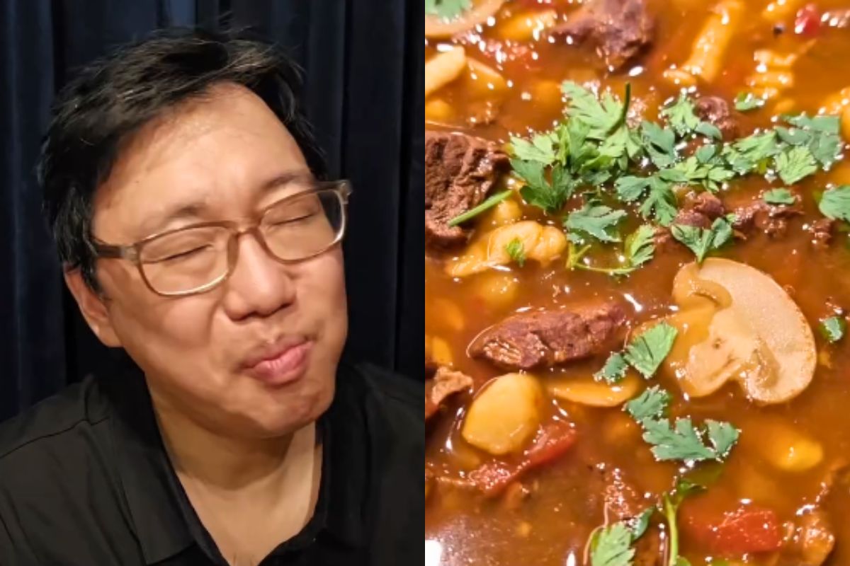 Koreańczyk spróbował zupę gulaszową. Jego mina i gest na koniec robią furorę