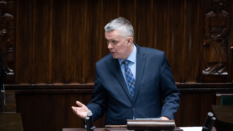 Tomasz Siemoniak during the 49th session of the Sejm (lower house) in Warsaw, Poland, on March 3, 2022. (Photo by Mateusz Wlodarczyk/NurPhoto via Getty Images)