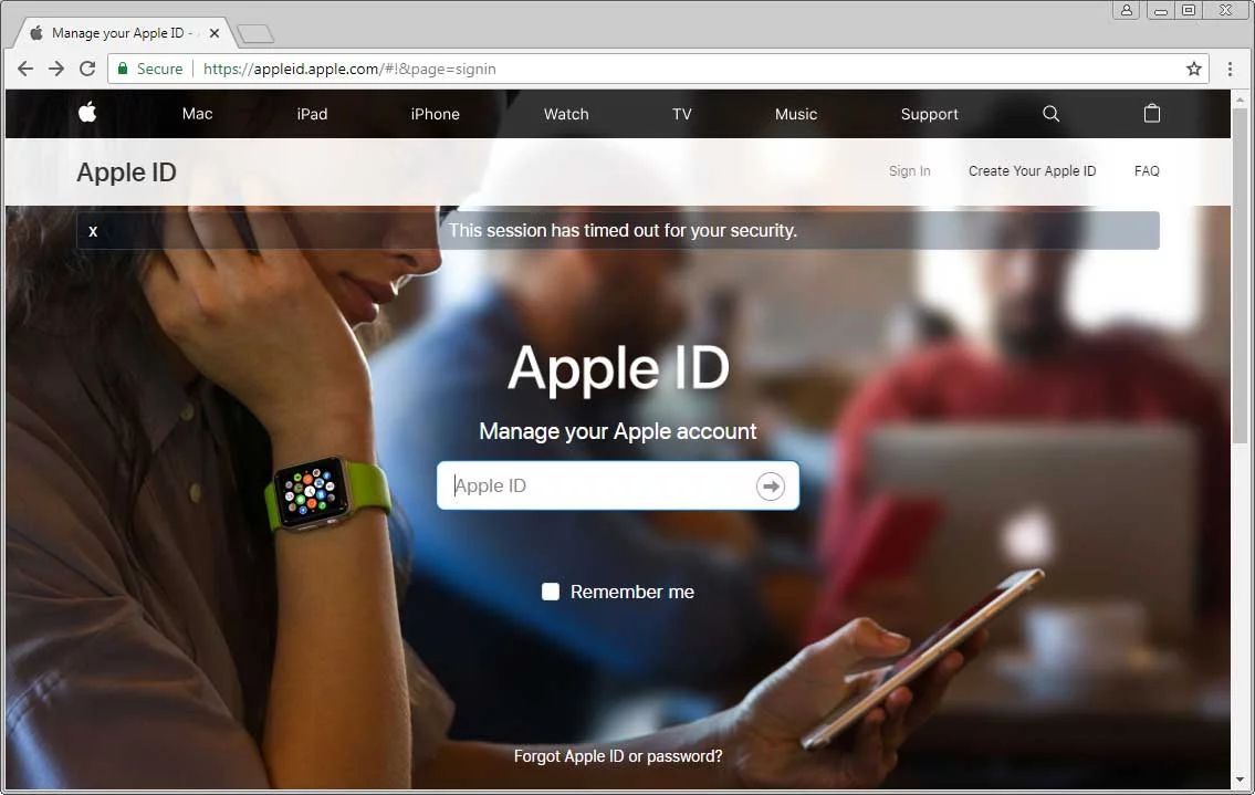prawdziwa strona logowania Apple ID / BleepingComputer