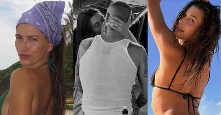 Hailey Bieber chwali się ODWAŻNYMI kadrami. Obok ujęć w skąpym kostiumie kąpielowym... całuśna fotka z mężem (ZDJĘCIA)