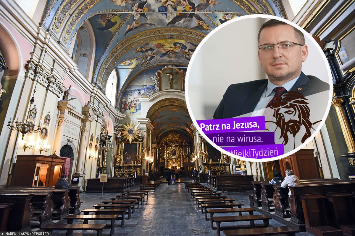 "Patrz na Jezusa, nie na wirusa". Kontrowersyjna nakładka na zdjęciu wicemarszałka