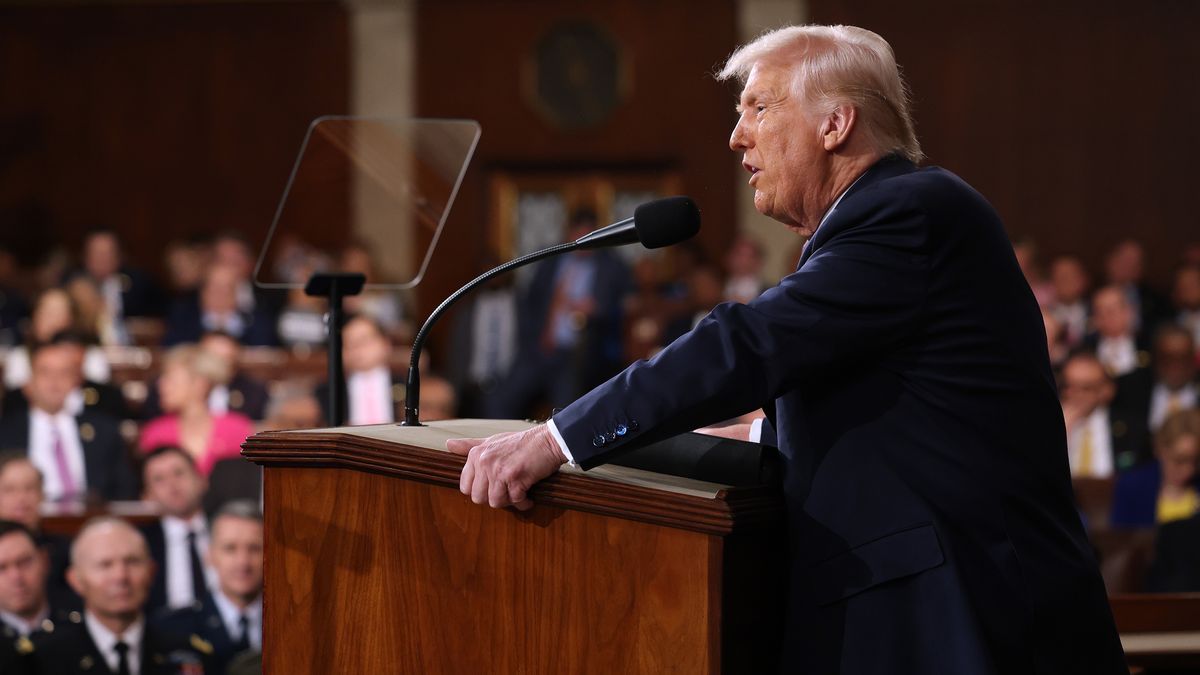 WASHINGTON, DC - MARCH 04: U.S. President Donald Trump addresses a joint session of Congress at the U.S. Capitol on March 04, 2025 in Washington, DC. President Trump was expected to address Congress on his early achievements of his presidency and his upcoming legislative agenda. (Photo by Win McNamee/Getty Images)