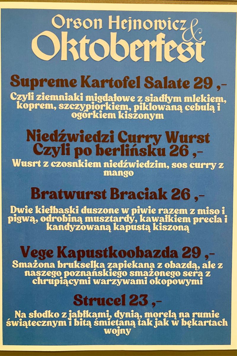 Menu na Oktoberfest