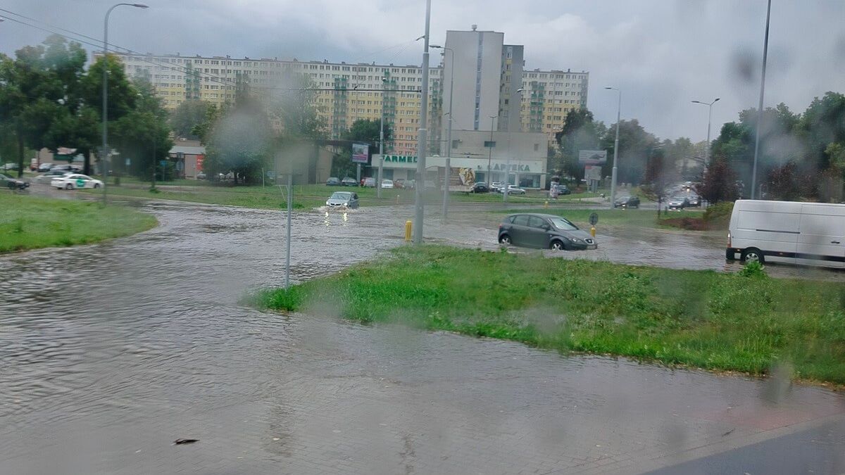 Zalane rondo Berbeckiego w Lublinie