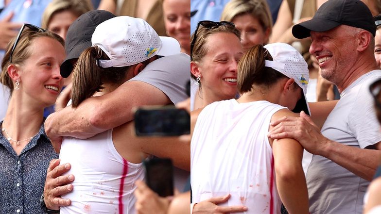 Iga Świątek z tatą i siostrą