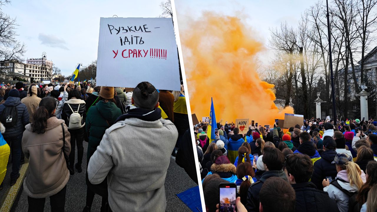 Przyszli pod ambasadę Rosji. Padły gorzkie słowa o Zełenskim