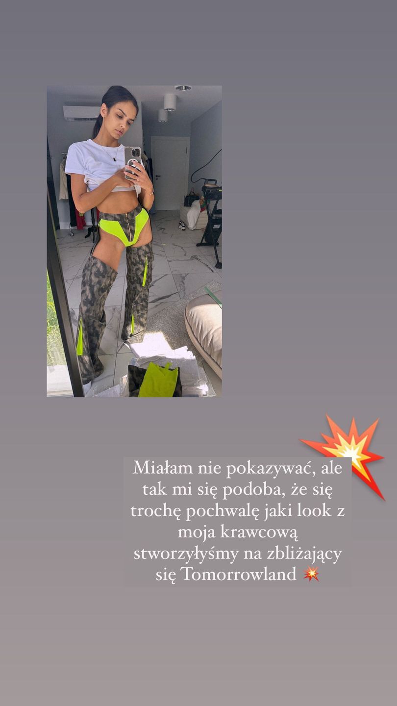 Klaudia El Dursi w oryginalnych spodniach, które zaprojektowała na festiwal