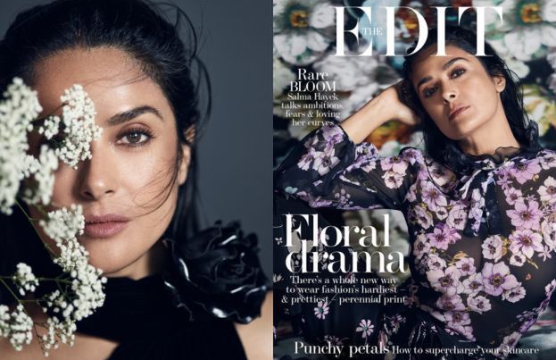 Romantyczna Salma Hayek na okładce "The Edit"