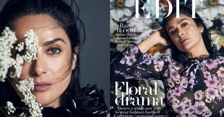 Romantyczna Salma Hayek na okładce "The Edit"