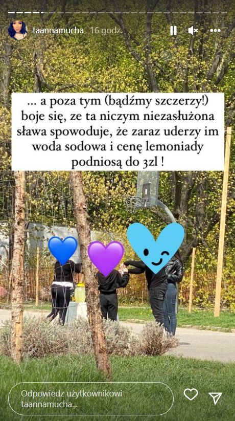 Mucha żartuje, że boi się, że dzieciom woda sodowa uderzy do głowy.