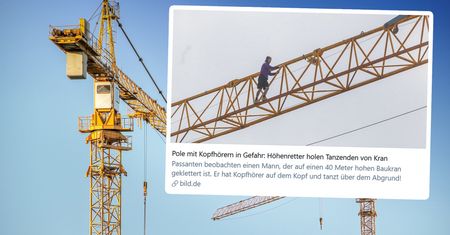 Niemcy nie wierzyli własnym oczom. Polak wdrapał się na 40-metrowy dźwig i zaczął tańczyć