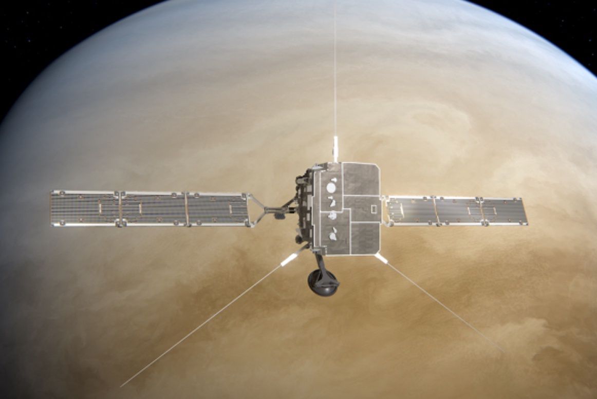 Sonda Solar Orbiter w pobliżu Wenus (wizualizacja ESA)