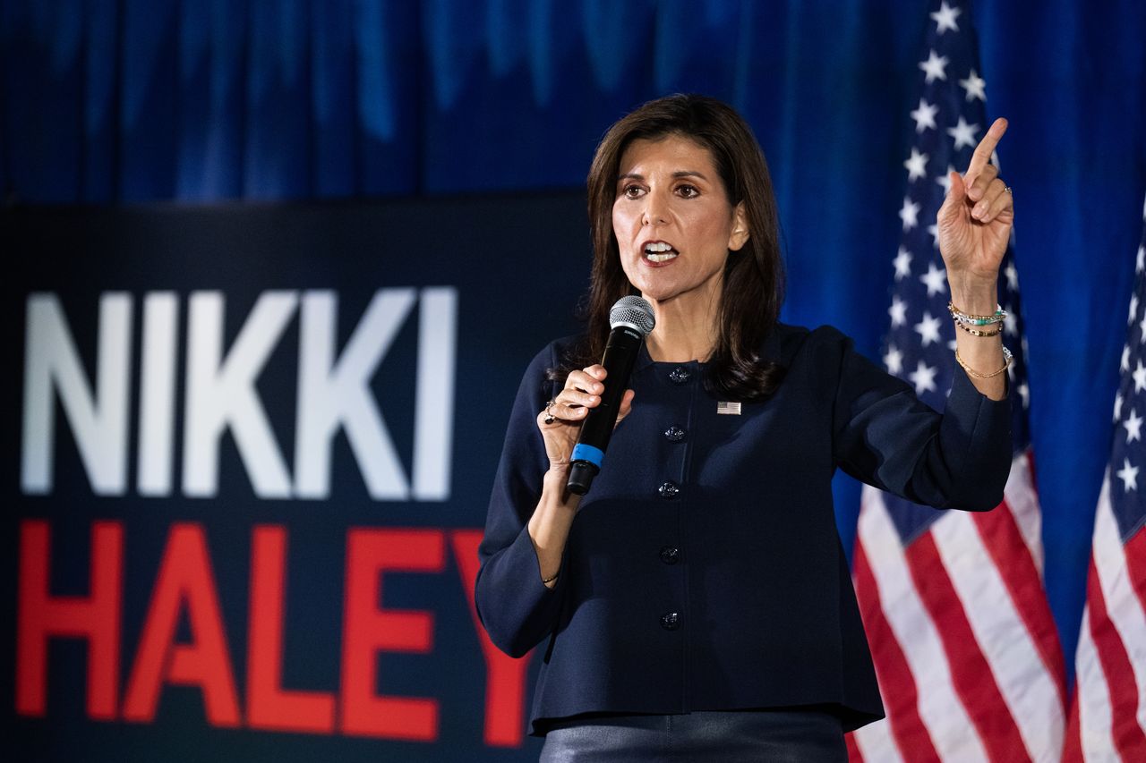 UNITED STATES - MARCH 1: Republican presidential candidate Nikki Haley speaks at a rally during the District of Columbia's Republican presidential primary at the Madison Hotel in Washington, D.C., on Friday, March 1, 2024. (Tom Williams/CQ-Roll Call, Inc via Getty Images)