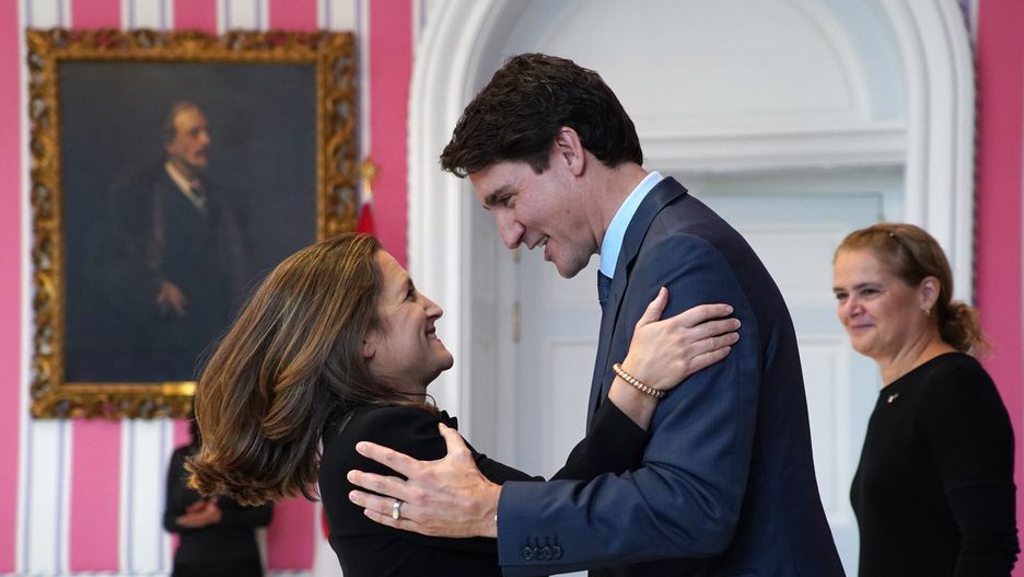 Kanada. Premier Justin Trudeau i jego zastępczyni Chrystia Freeland