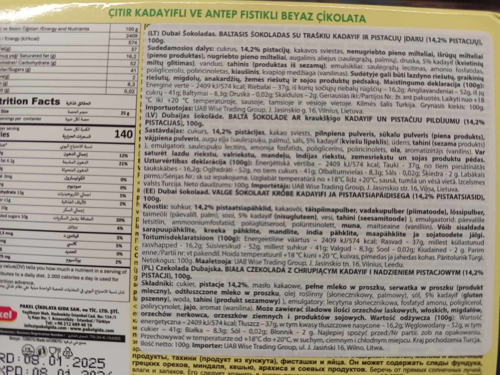Dubajska czekolada tureckiej firmy Miskets