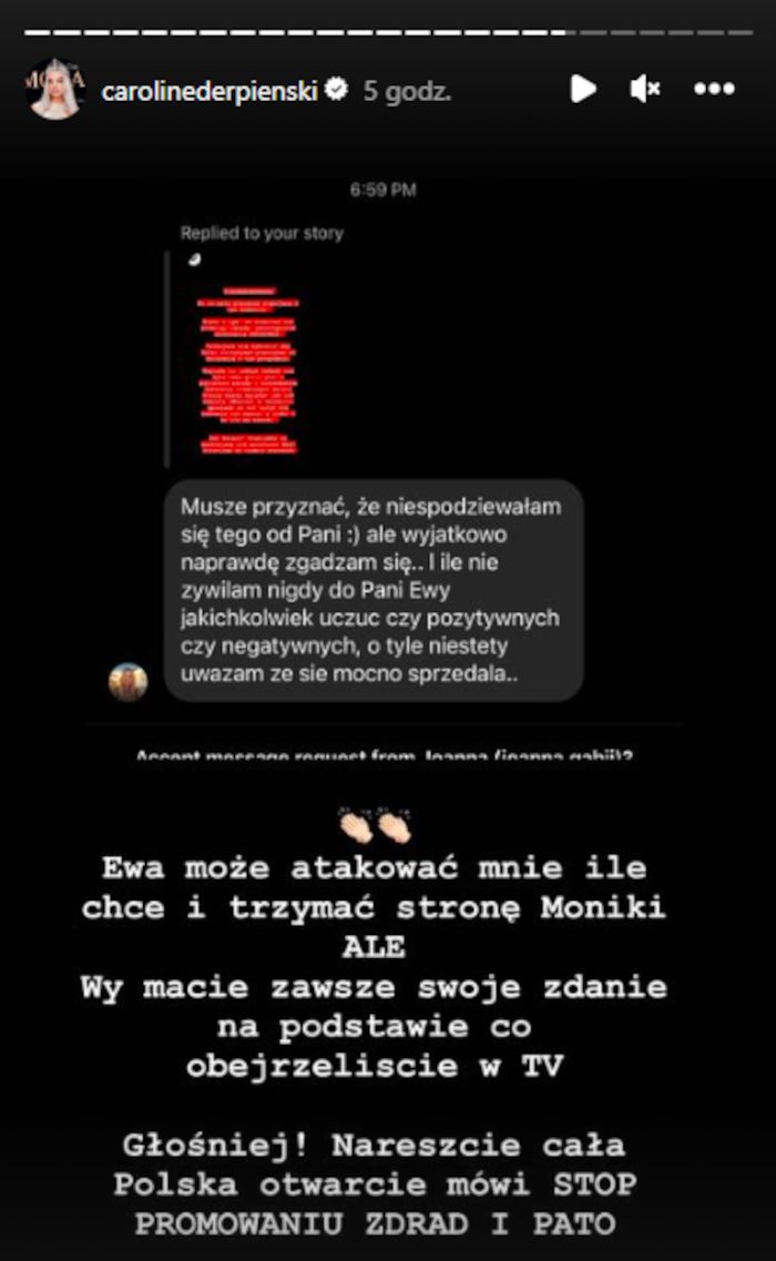 Caroline Derpienski tłumaczy się z afery wokół próby "kradzieży" męża uczestniczki show TVN-u