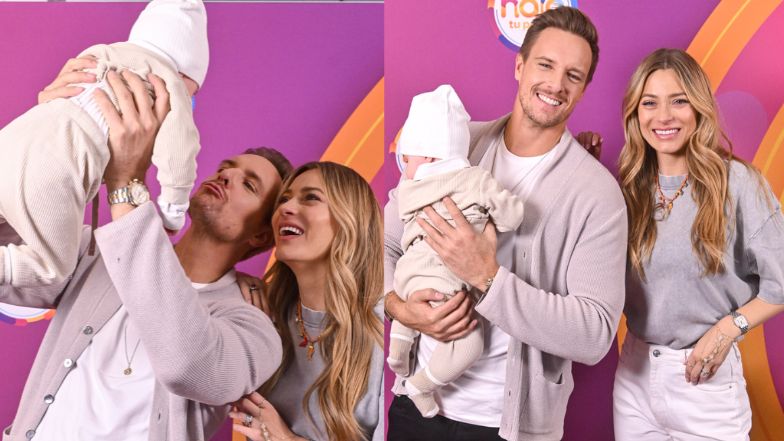 Marcelina Zawadzka pozuje z synkiem i ukochanym na ściance