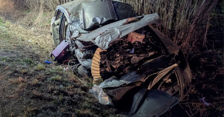 Makabryczny widok. Pijany 31-latek uderzył w drzewo