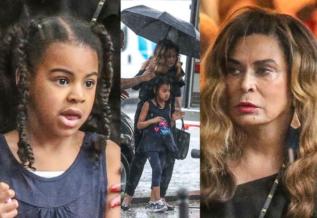 Córka Beyonce z babcią mokną w rzęsistym deszczu (ZDJĘCIA)
