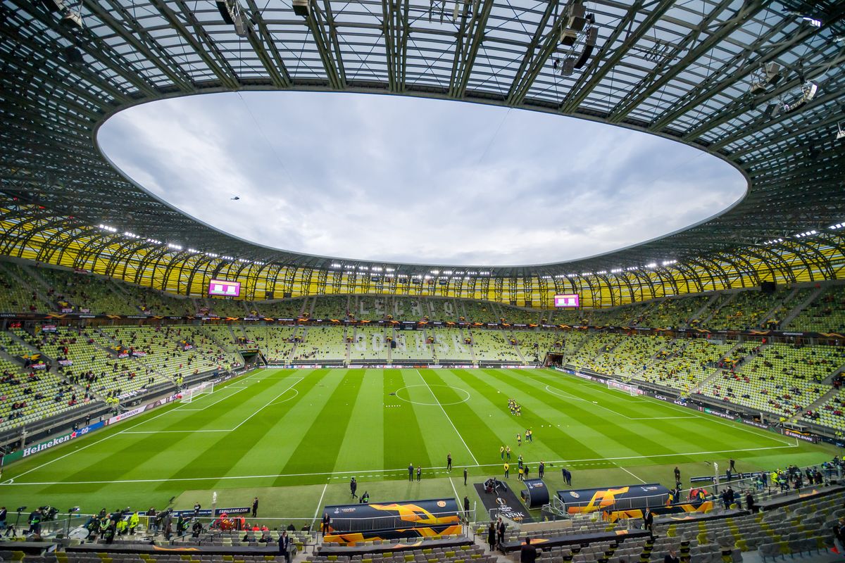 GDANSK, POLAND - MAY 26: (BILD ZEITUNG OUT)  The stadium Stadion Energa Gdansk general view inside the stadium prior to the UEFA Europa League Final between Villarreal CF and Manchester United at Gdansk Arena on May 26, 2021 in Gdansk, Poland. (Photo by Mateusz Slodkowski/DeFodi Images via Getty Images)