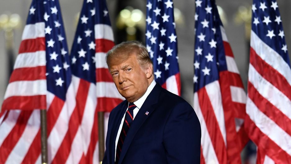 arch41
TOPSHOT - US President Donald Trump arrives to deliver his acceptance speech for the Republican Party nomination for reelection during the final day of the Republican National Convention at the South Lawn of the White House in Washington, DC on August 27, 2020. (Photo by Brendan Smialowski / AFP)
BRENDAN SMIALOWSKI