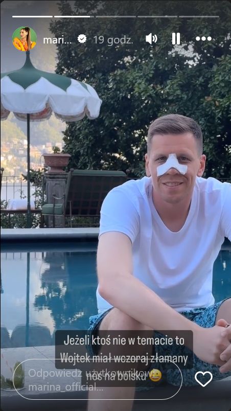 Wojciech Szczęsny po operacji nosa." Pozdrawiam Andrzeja Gołotę" 