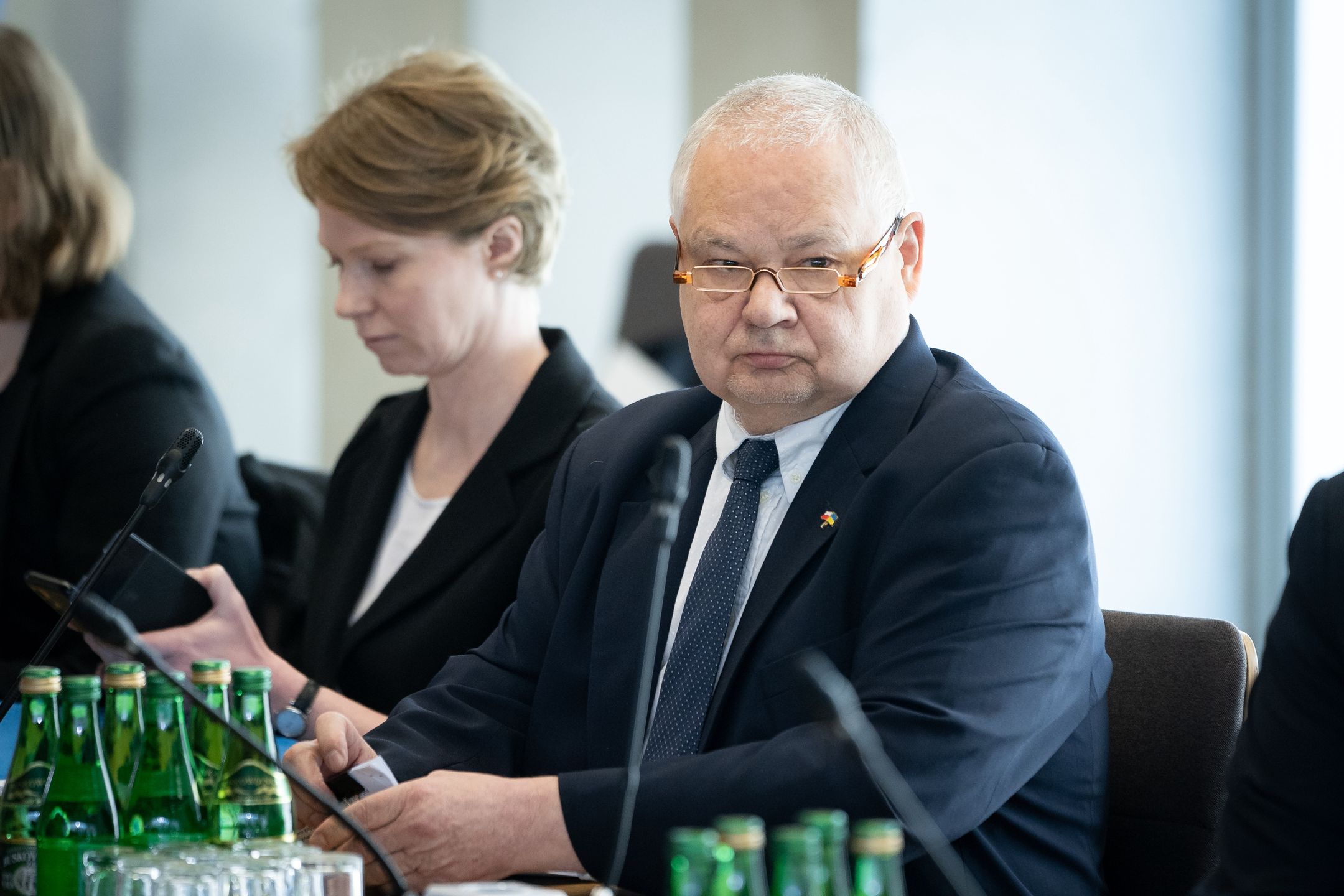 President of the National Bank of Poland Adam Glapinski, interviewed by the Public Finance Committee as a candidate for a second term as Poland's central bank chief, at Sejm (lower house of parliament) in Warsaw, Poland on April 13,  2022 (Photo by Mateusz Wlodarczyk/NurPhoto via Getty Images)