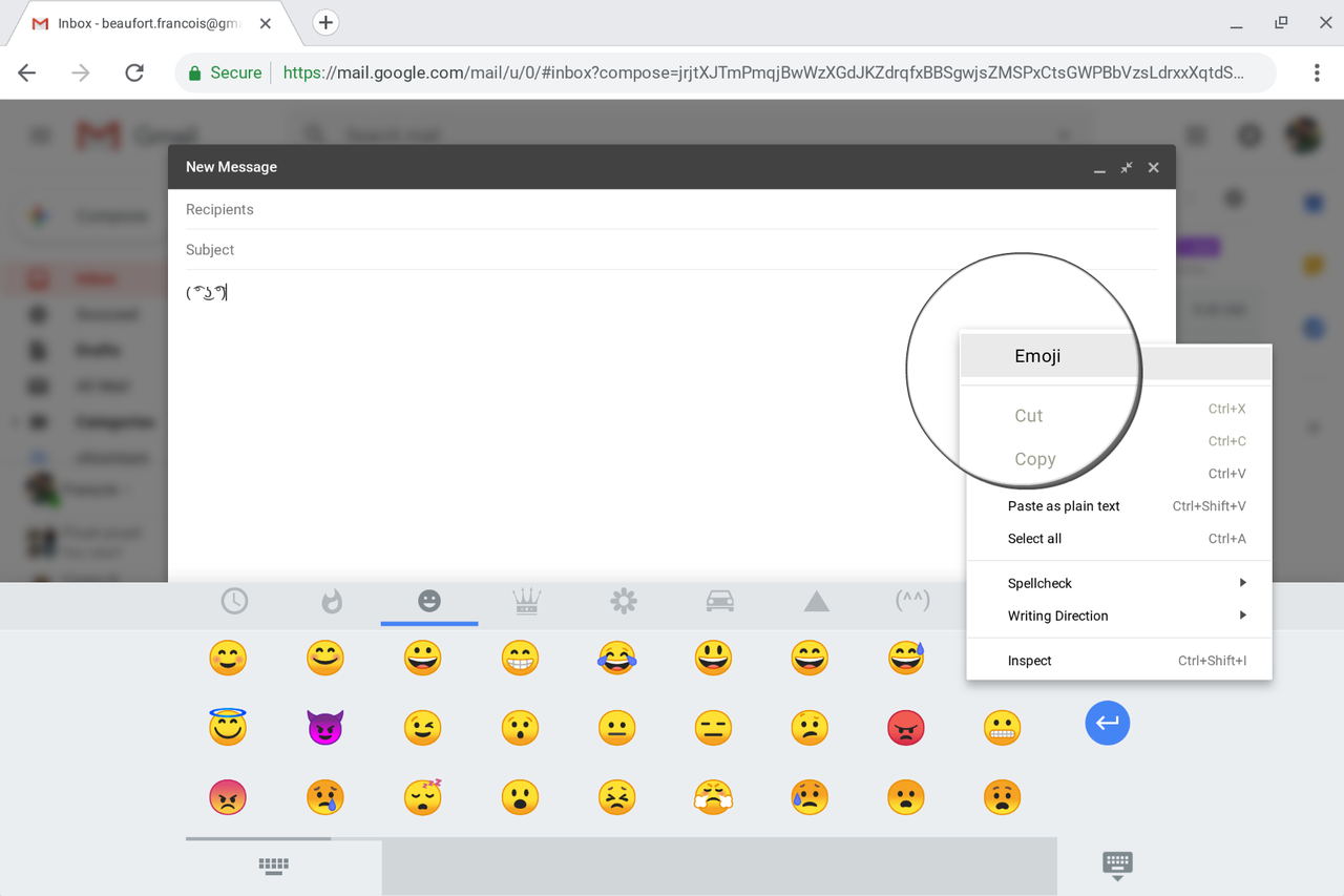 Nowy skrót do listy emoji, źródło: 9to5Google.