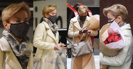Posępna Monika Zamachowska pociesza się po rozstaniu ze Zbyszkiem bukietem czerwonych róż (ZDJĘCIA)