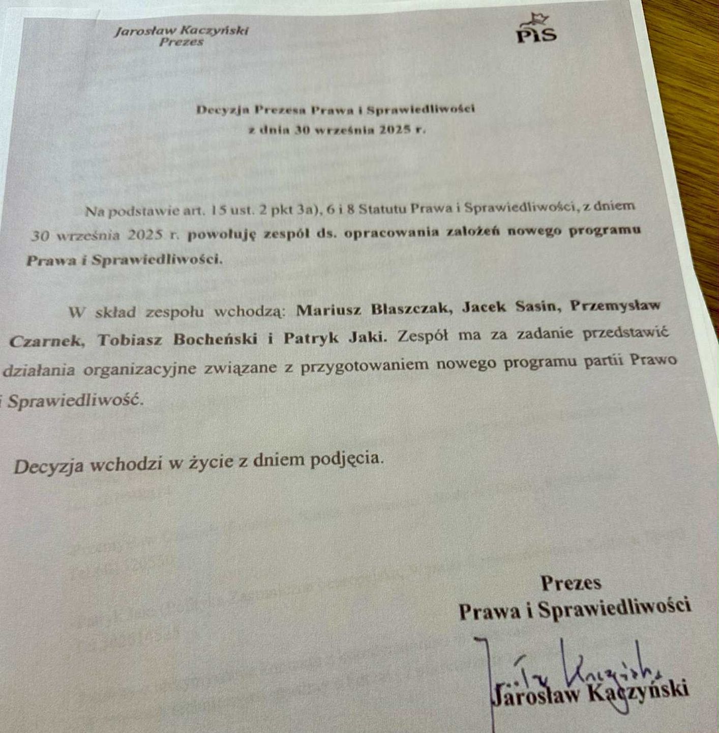 Decyzja Jarosława Kaczyńskiego ws. przygotowania programu partii