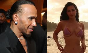Kim Kardashian ODSŁANIA KSZTAŁTY w kusym, różowym BIKINI. Lewis Hamilton pęka z dumy? (FOTO)